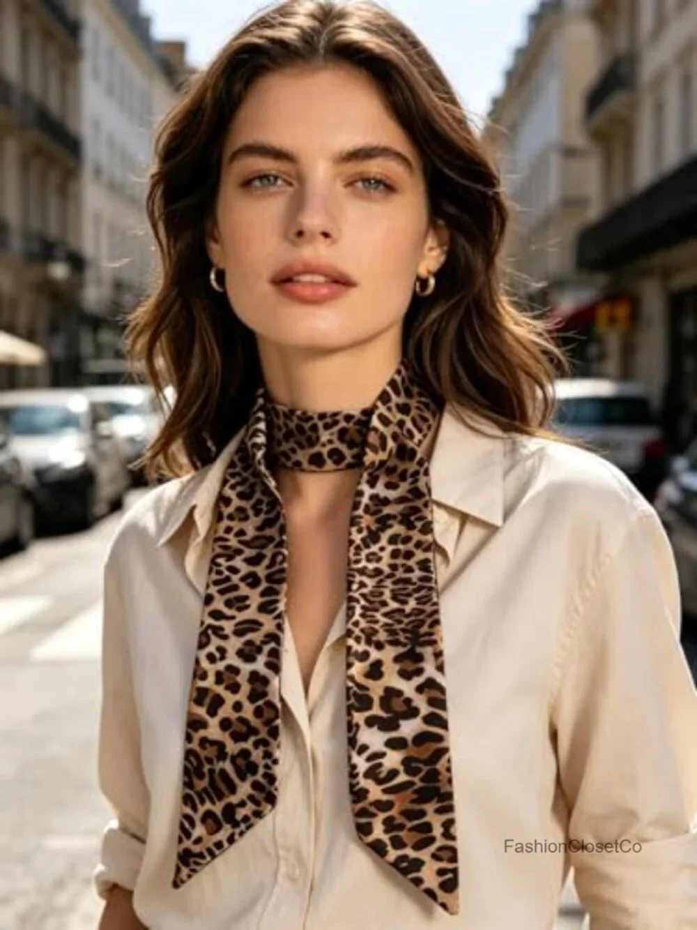 Leopard Print Skinny Scarf Long Neck Scarf Hair Waistband Accessory